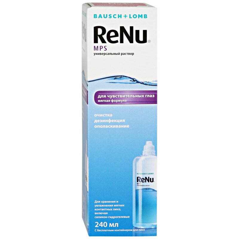 Раствор для линз Renu MPS универсальный для чувствительных глаз флакон 240 мл