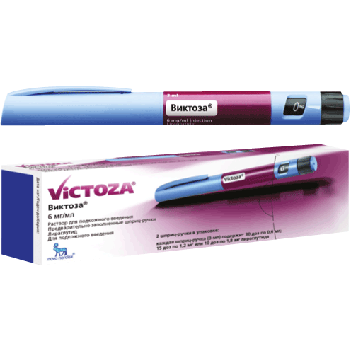 Виктоза раствор для подкожного введения 6 мг / мл 3 мл шприц-ручка 2 шт.