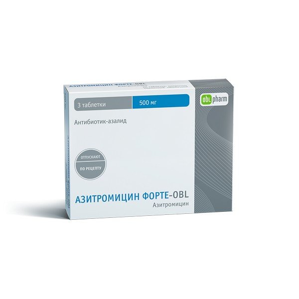 Азитромицин форте-OBL таблетки 500 мг 3 шт.