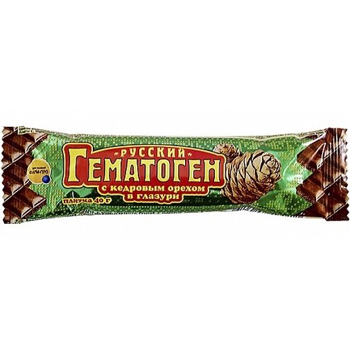 Гематоген русский в шоколадной глазури с кедровым орехом 40 г