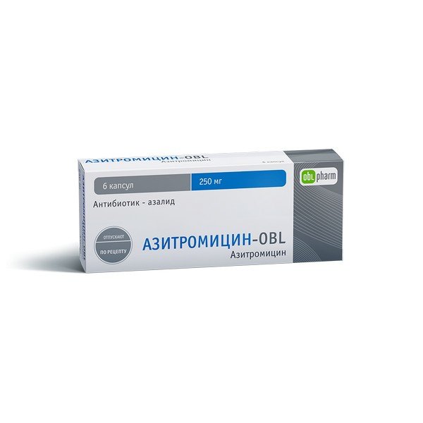 Азитромицин-OBL капсулы 250 мг 6 шт.