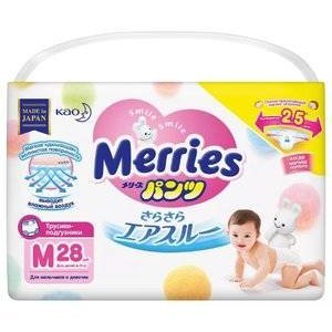 Подгузники-трусики Merries размер М 6-10 кг 28 шт.