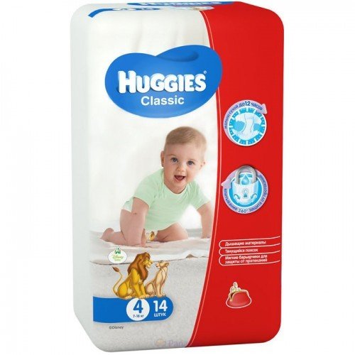 Подгузники Хаггис (Huggies) Classic размер 4 7-18 кг 14 шт.