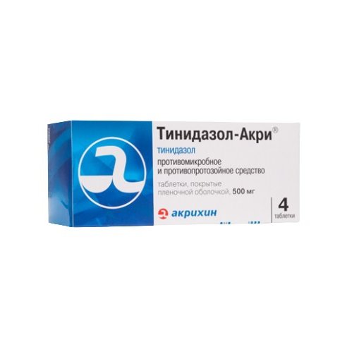 Тинидазол-Акрихин таблетки, покрытые пленочной оболочкой 500 мг 4 шт.