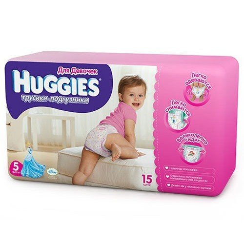 Подгузники-трусики для девочек Huggies размер 5 13-17 кг 15 шт.