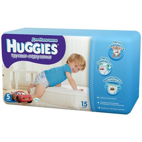 Подгузники-трусики для мальчиков Хаггис (Huggies) размер 5 13-17 кг 15 шт.