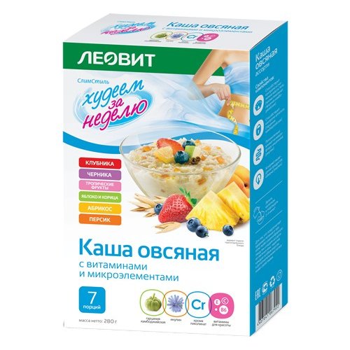Каша овсяная Леовит Худеем за неделю ассорти 7 шт.