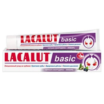 Зубная паста Lacalut Basic черная смородина/имбирь 75 мл