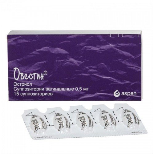 Овестин суппозитории вагинальные 0,5 мг 15 шт.