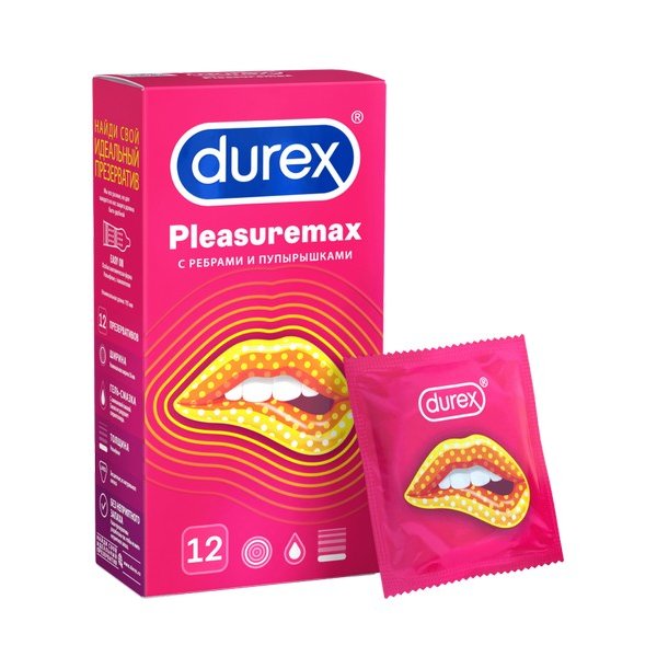 Презервативы Durex Pleasurmax с ребрами и пупырышками 12 шт.