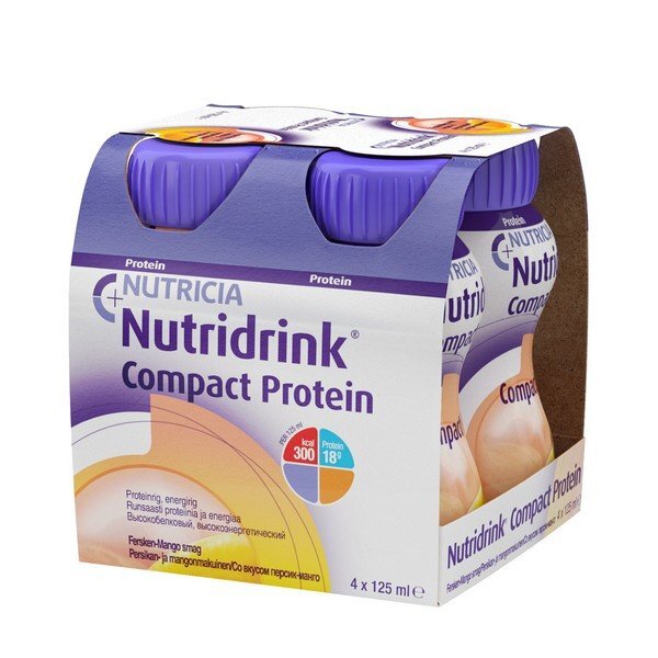 Жидкая смесь Nutridrink Компакт Протеин Персик и манго 125 мл бутылочка 4 шт.