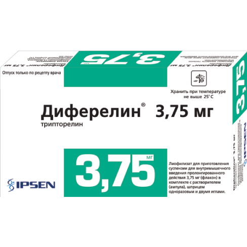 Диферелин 3,75 мг флакон 1 шт. лиофилизат для приготовления суспензии для внутримышечного введения пролонгированного действия