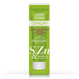 Себорегулирующая маска Librederm Seracin с белой и зеленой глиной 75 мл