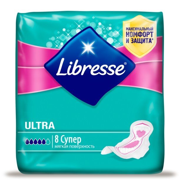 Прокладки Libresse Ultra Super гигиенические с мягкой поверхностью 8 шт.