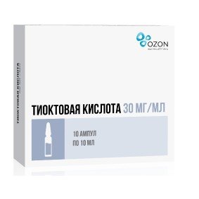Тиоктовая кислота концентрат для приготовления раствора для инфузий 30 мг/мл 10 мл ампулы 10 шт.