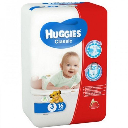 Подгузники Хаггис (Huggies) Classic размер 3 4-9 кг 16 шт.