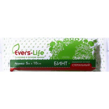 Бинт марлевый Evers Life медицинский стерильный 5 м х 10 см