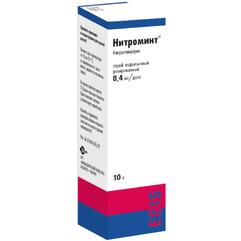 Нитроминт спрей подъязычный 0,4 мг/доза 10 г флакон 1 шт.