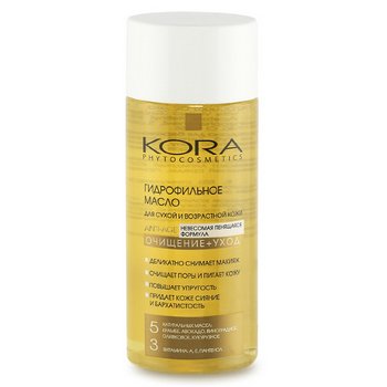 Масло гидрофильное Kora очищение и уход для сухой и возрастной кожи 150 мл