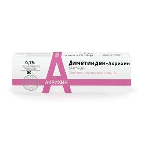 Диметинден-Акрихин гель для наружного применения 0,1 % 30 г туба