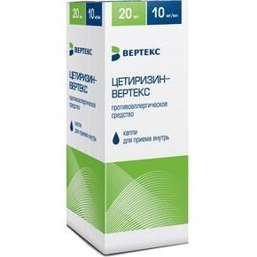 Цетиризин-Вертекс капли для приема внутрь 10 мг/мл флакон 20 мл