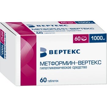 Метформин-Вертекс таблетки 1000 мг 60 шт.