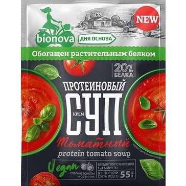 Крем-суп протеиновый быстрого приготовления Bionova с томатом 20 г