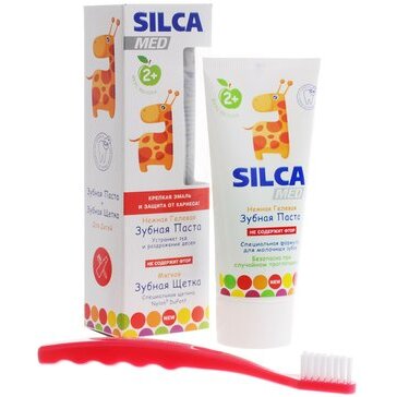 Набор Silca med: Паста зубная детская яблоко 65 мл + щетка