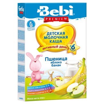Каша молочная Bebi premium пшеница/банан/яблоко 250 г
