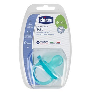 Chicco пустышка Physio Soft силикон голубая 6-12мес 1 шт.