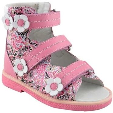 Ботинки летние Orthoboom розовые с цветами размер 24 71497-2
