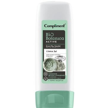 Бальзам для волос Compliment 3в1 глубокое очищение термо-защита глина 200 мл