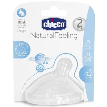 Chicco соска Natural Feeling силикон с флексорами средний поток +2 мес 1 шт.