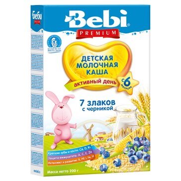 Каша молочная Bebi premium 7 злаков/черника 200 г