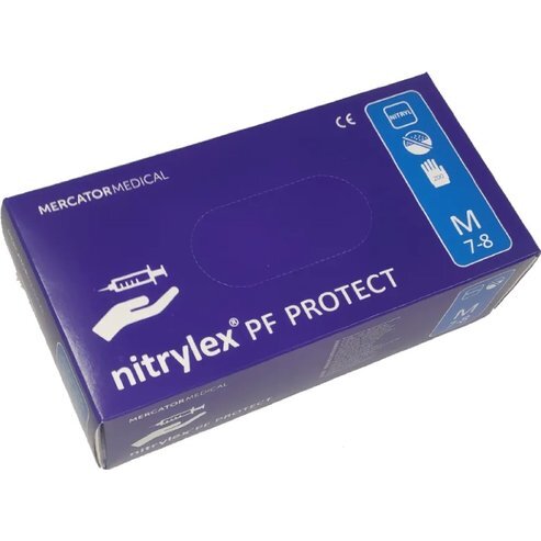 Перчатки Mercator medical nitrylex pf protect н/стер. нитриловые неопудренные размер m /7-8 100 пар