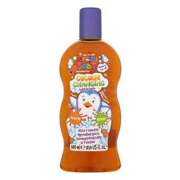 Пена для детских забав и купания в ванной волшебная Kids stuff меняющая цвет из оранжевого в зеленый 300 мл