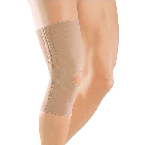 Бандаж на коленный сустав армированный Elastic knee support с пателлярным кольцом бежевый размер 2 арт 605