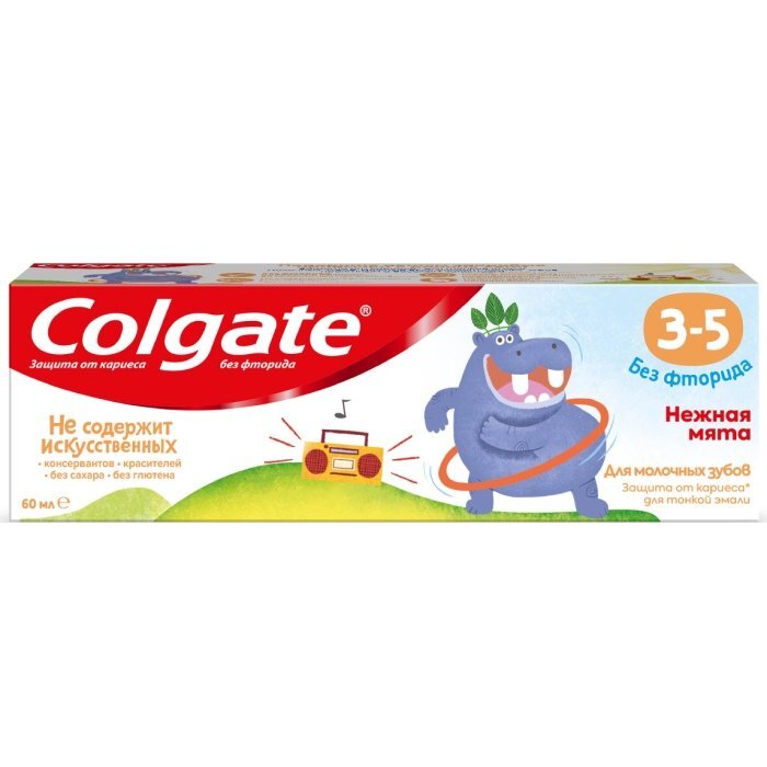 Colgate паста зубная детская 3-5лет без фторида 60мл нежная мята
