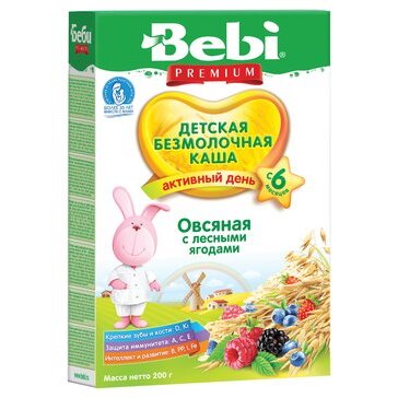 Каша безмолочная Bebi premium овсянка с лесными ягодами 200 г