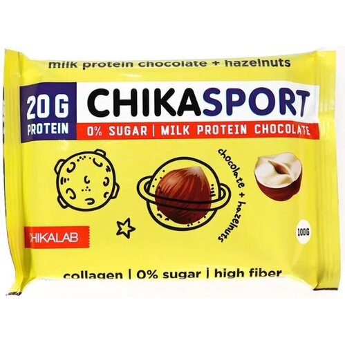 Chikalab chikasport шоколад молочный протеиновый без сахара 100г фундук