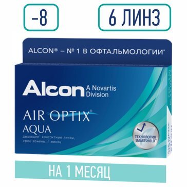 Air optix aqua линзы контактные мягкие -8.00 6 шт.