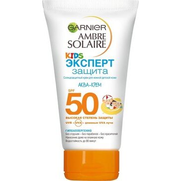 Аква-крем солнцезащитный детский Garnier Amber solaire SPF 50 150 мл