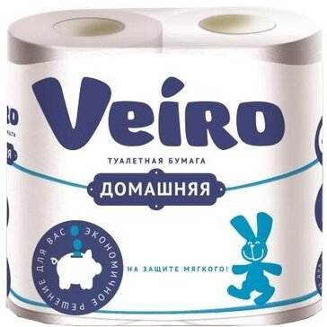 Туалетная бумага Veiro 2 слоя Домашняя Белая 4 шт.
