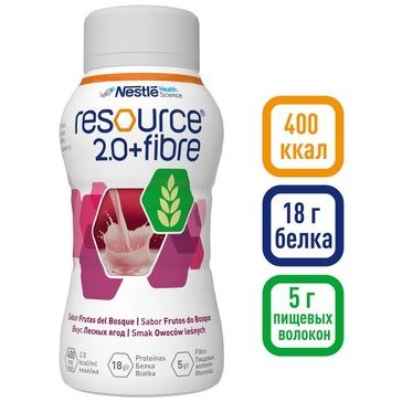 Nestle resource 2.0+fibre питание лечебно-профилактическое 200мл бут.п/э 1 шт. лесные ягоды