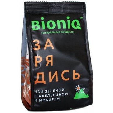 Bioniq чай зеленый зарядись с апельсином/имбирем 50 г