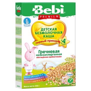 Каша безмолочная Bebi premium гречка с пребиотиками 200г