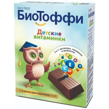 Батончики шоколадные БиоТоффи детские витаминки 5 г 10 шт.