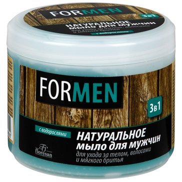 Мыло для мужчин для ухода за кожей/волосами/мягкого бритья натуральное 3в1 банка 450 мл