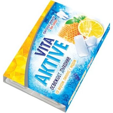 Резинка жевательная Vita aktive без сахара со вкусом лимона/меда 16 г 12 шт.