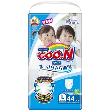 Goon подгузники-трусики для мальчиков и девочек размер l 9-14кг 44 шт.